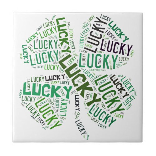 Lucky Clover Word Art Ceramic Tile