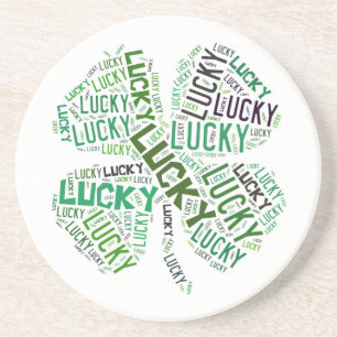 Lucky Clover Word Art Coaster