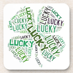 Lucky Clover Word Art Cork Coasters