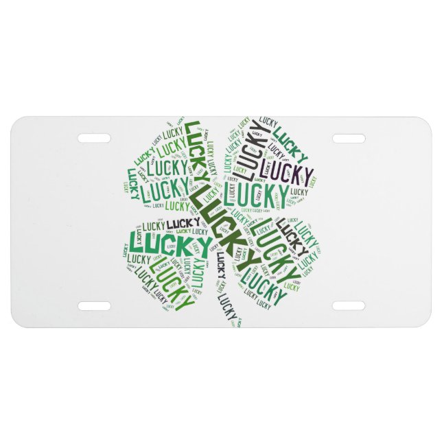 Lucky Clover Word Art License Plate (Front)