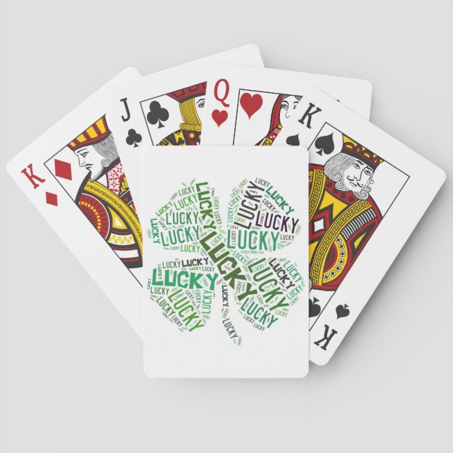 Lucky Clover Word Art Poker Cards (Back)