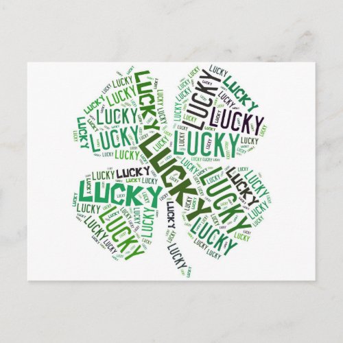 Lucky Clover Word Art Postcard