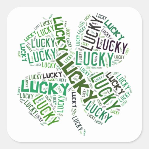 Lucky Clover Word Art Square Sticker
