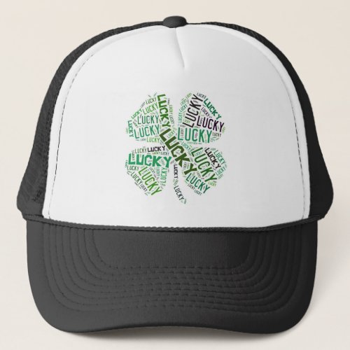 Lucky Clover Word Art Trucker Hat