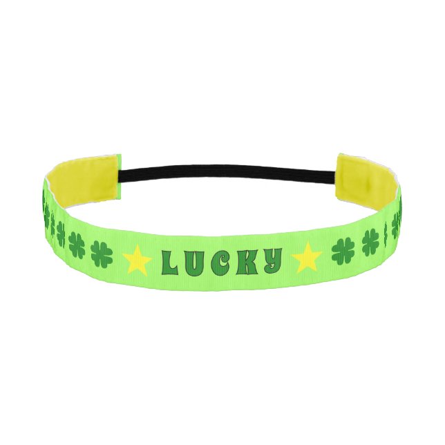 Lucky clovers and stars green athletic headband (Front)