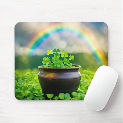 Lucky Clovers In A Pot Mouse Pad