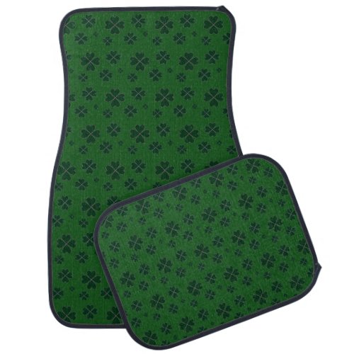 Lucky Clovers on Green Car Floor Mat