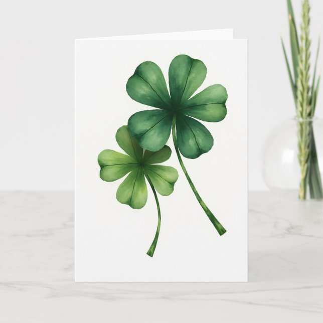 Lucky Clovers Watercolor Art Card (Front)