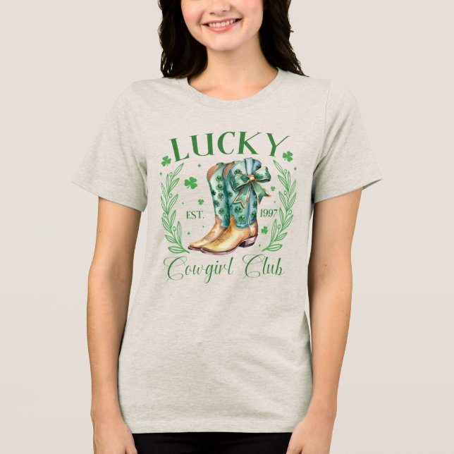 Lucky Cowgirl Club Est. 1997 | St. Patrick’s Day Tri-Blend Shirt (Front)