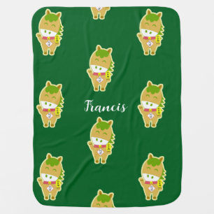 Lucky Cute Horse Pattern Personalized Baby Blanket