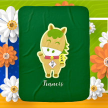 Lucky Cute Horse Personalized Baby Blanket 