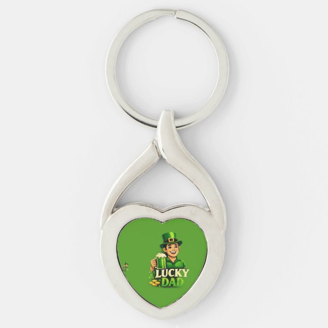 Lucky Dad – St. Patrick’s Day Clover Design Keychain (Front)