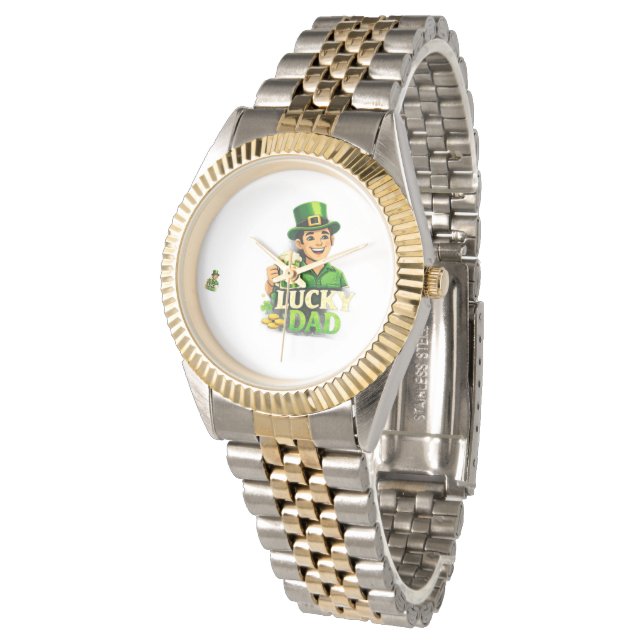 Lucky Dad – St. Patrick’s Day Clover Design Watch (Angled)