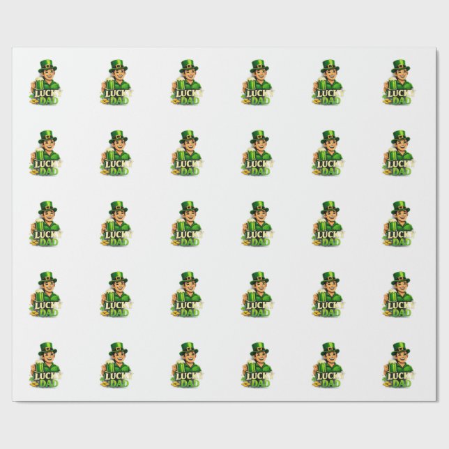 Lucky Dad – St. Patrick’s Day Clover Design Wrapping Paper (Flat)