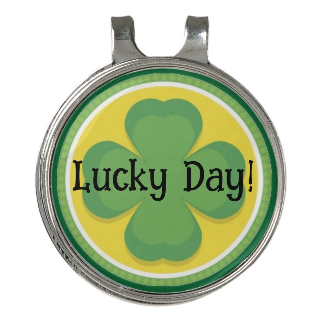 Lucky Day! Customize Shamrock Ball Marker Hat Clip (Front)