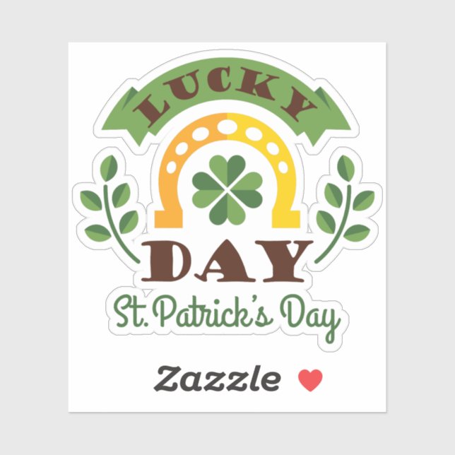 Lucky Day St. Patrick's Day Typography & Symbols Sticker (Sheet)