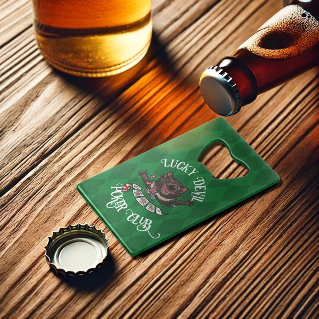 Lucky Devil Poker Club Funny Tasmanian Devil Art Credit Card Bottle Opener (Creator Uploaded)