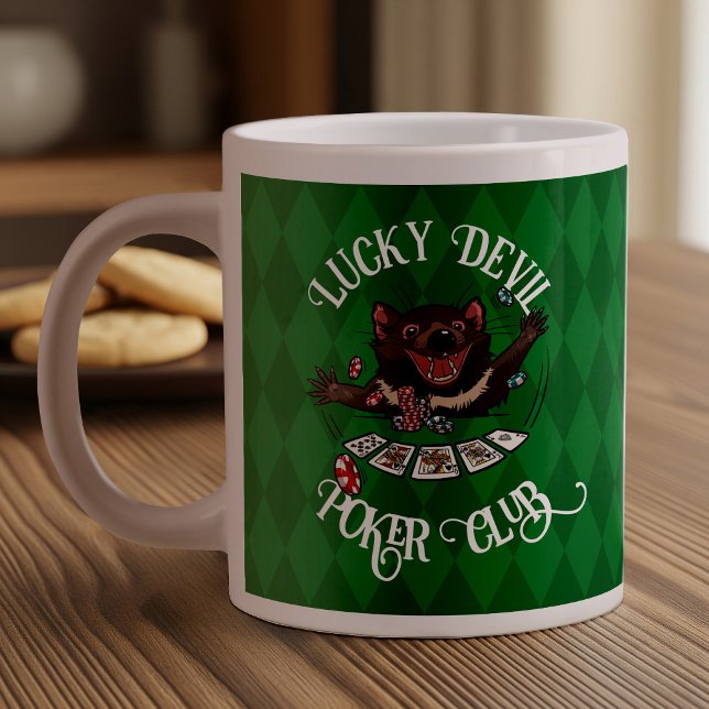 Lucky Devil Poker Club Funny Tasmanian Devil Art Giant Coffee Mug (Creator Uploaded)
