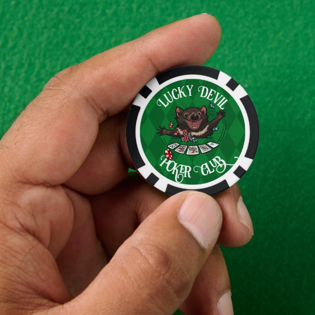 Lucky Devil Poker Club Funny Tasmanian Devil Art Poker Chips (Hand)