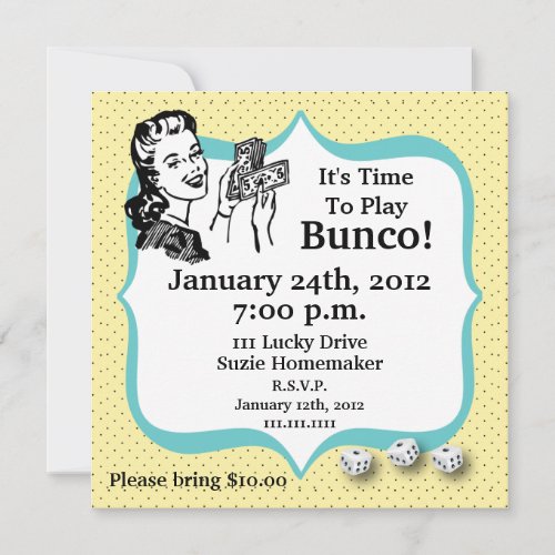 Lucky Dice Bunco Player Invitation by Artinspired
