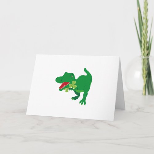 Lucky Dinosaur Shamrocks Kids St Patricks Day Card