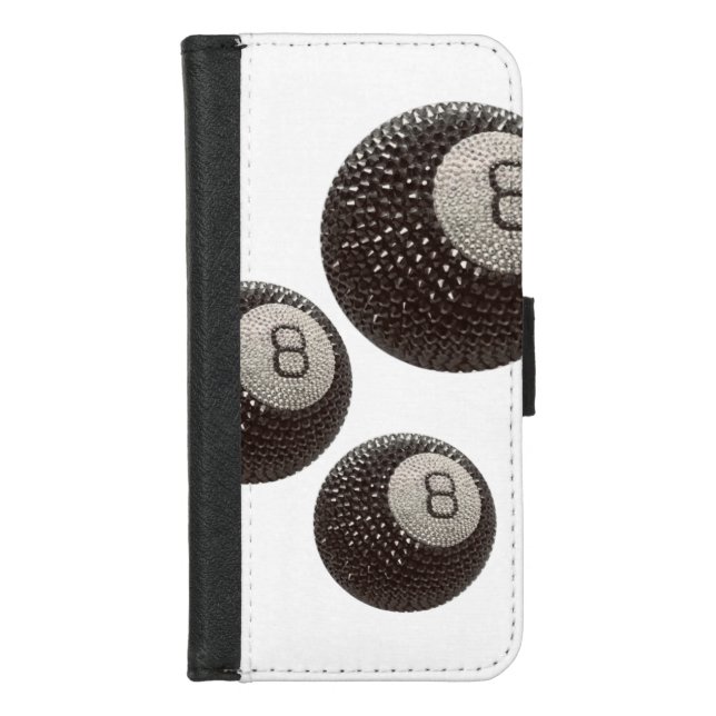 Lucky Disco 8 PINK, Lucky 8 disco Ball, Snooker iPhone Wallet Case (Front)