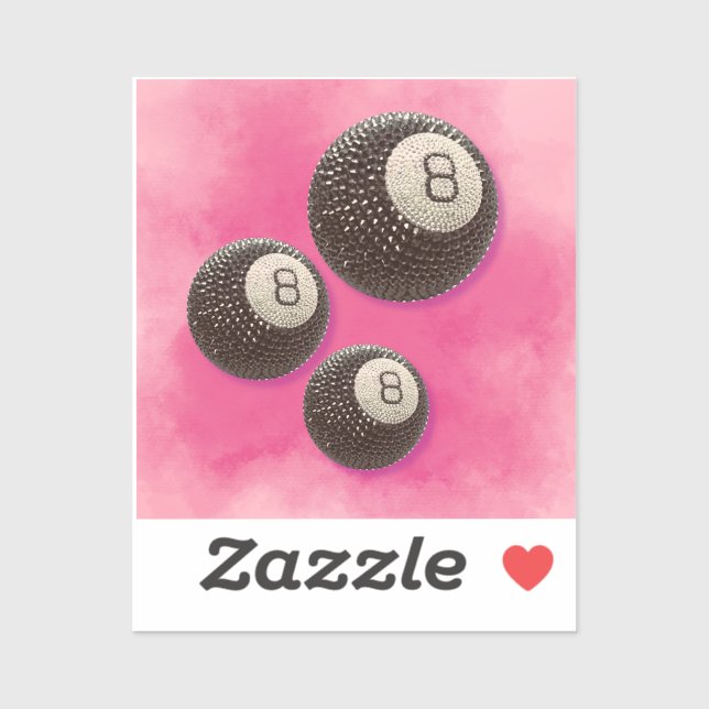 Lucky Disco 8 PINK, Lucky 8 disco Ball, Snooker Sticker (Sheet)