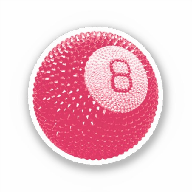 Lucky Disco 8 Pink, Lucky Disco Ball, Funky Art Sticker (Front)