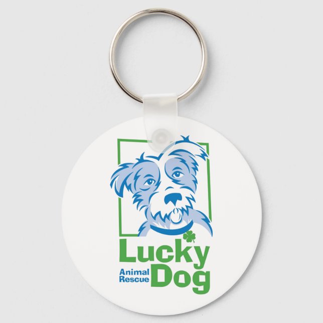Lucky Dog Basic Button Keychain (Front)