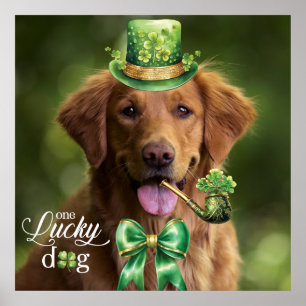 Lucky Dog Funny Custom Photo St. Patrick's Day  Poster