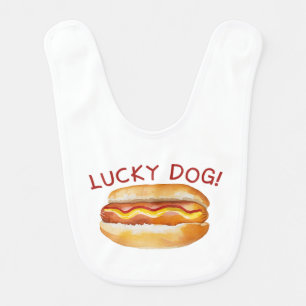 Lucky Dog Hot Dog Baby Bib – Funny First Birthday 