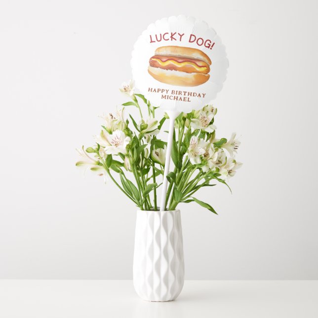 Lucky Dog Hot Dog Birthday Balloon Decoration (Vase)