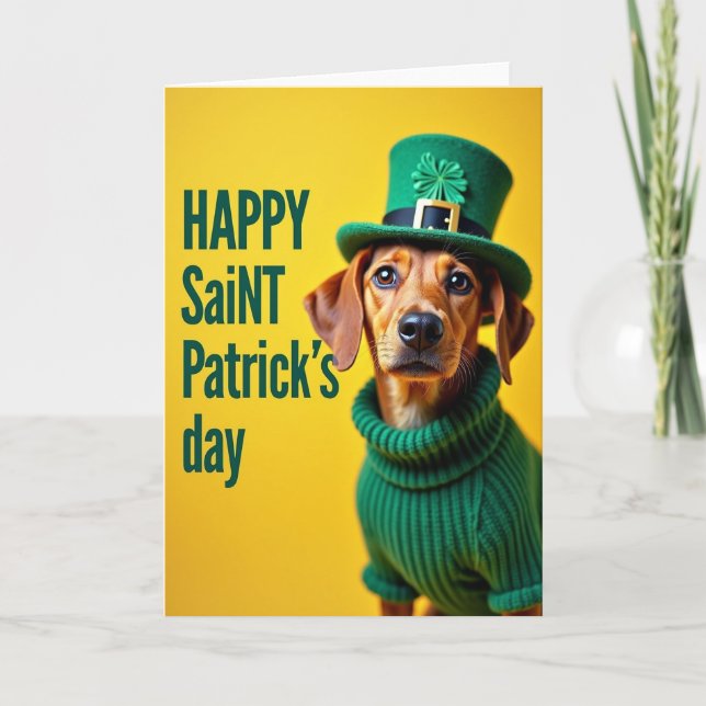 Lucky Dog Saint Patricks Day Card (Front)
