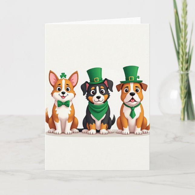 Lucky Dogs St Patricks Day Card (Front)
