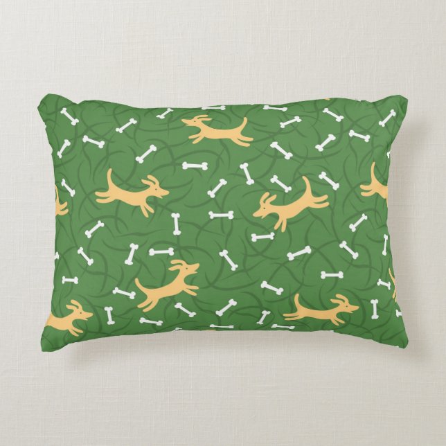 lucky dogs with bones background accent pillow (Front)