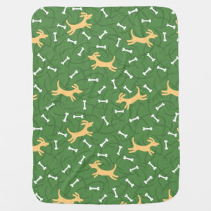 lucky dogs with bones background baby blanket