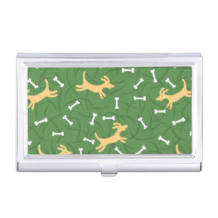 lucky dogs with bones background business card case