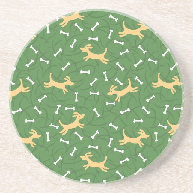 lucky dogs with bones background drink coaster (Front)