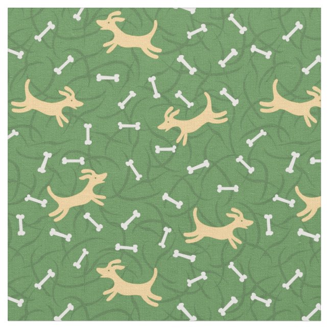 lucky dogs with bones background fabric (Close Up)