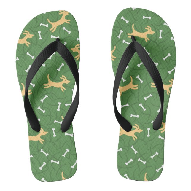 lucky dogs with bones background flip flops (Footbed)