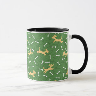 lucky dogs with bones background mug