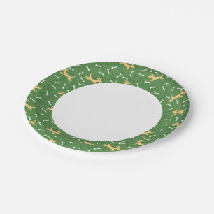 lucky dogs with bones background paper plates