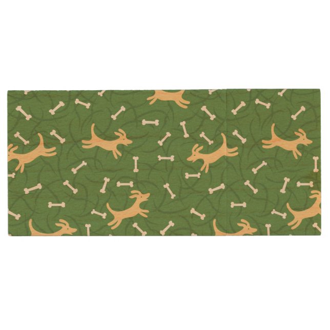 lucky dogs with bones background wood USB flash drive (Front)