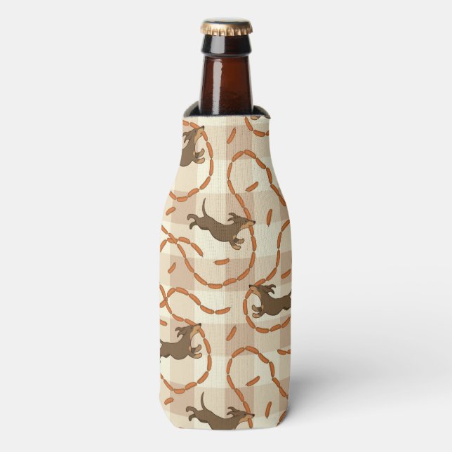 lucky dogs with sausages background bottle cooler (Bottle Front)