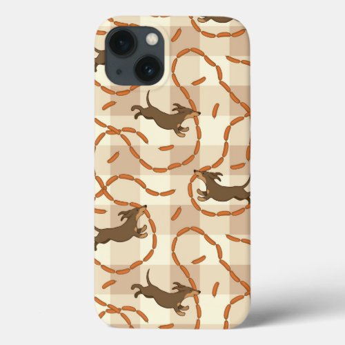 lucky dogs with sausages background iPhone 13 case