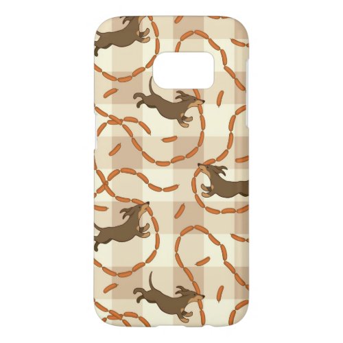 lucky dogs with sausages background samsung galaxy s7 case