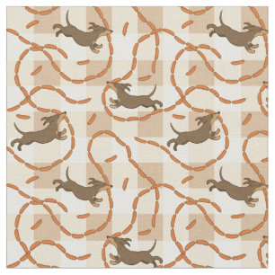 lucky dogs with sausages background fabric