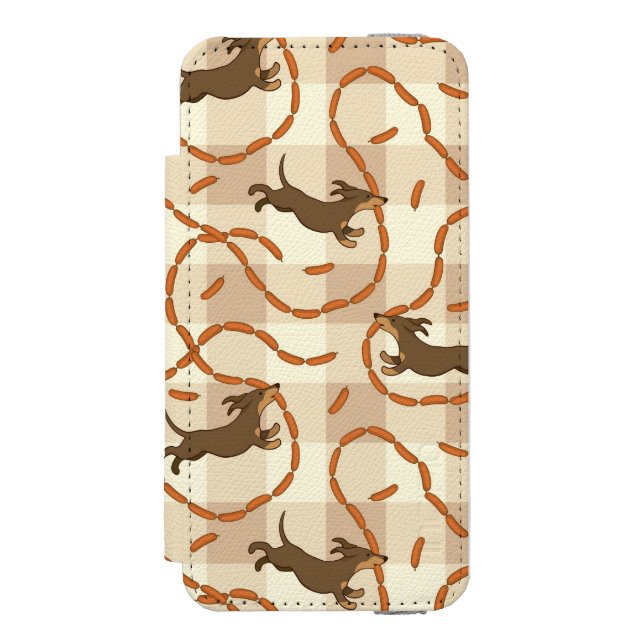 lucky dogs with sausages background incipio iPhone wallet case (Folio Front)