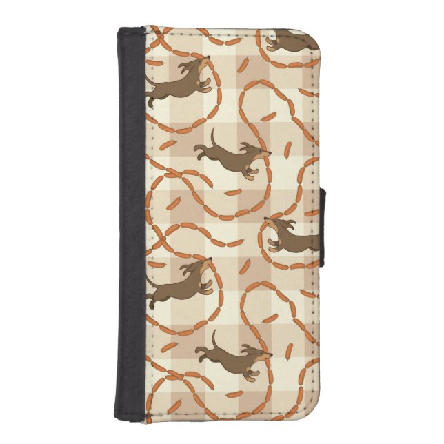 lucky dogs with sausages background iPhone wallet case (Front)