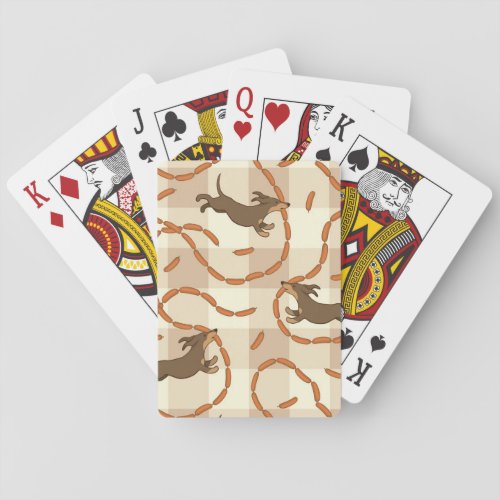 lucky dogs with sausages background playing cards